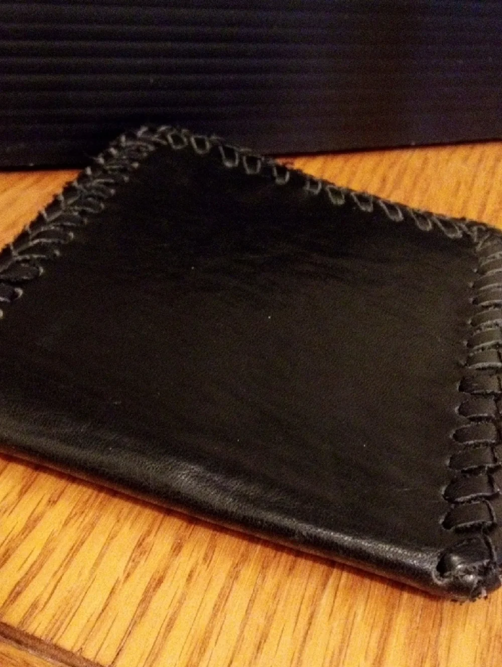 Handstitched Black Leather Bifold Wallet